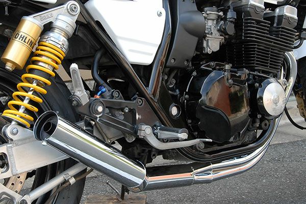 XJR400/S/R/R2イカシタショート管ZZYA管(ジーヤ管)メッキ
