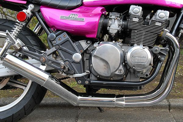 ゼファー400/χ80φ極太マフラーバズー管メッキ
