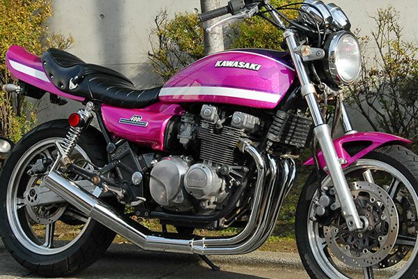 ゼファー400/χ80φ極太マフラーバズー管メッキ