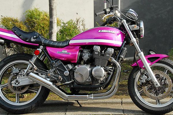 ゼファー400/χ80φ極太マフラーバズー管メッキ