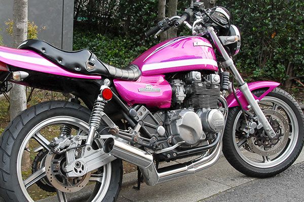 ゼファー400/χ80φ極太マフラーバズー管メッキ