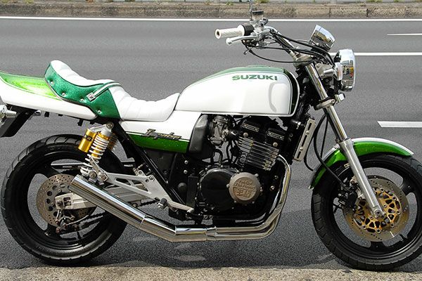  GSX400インパルス80φ極太マフラーバズー管メッキ