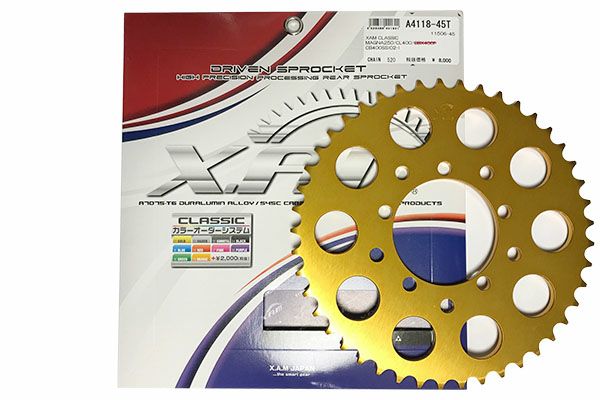 CBX400F ゴールドチェーン　ゴールドスプロケ　スプロケ前後 CBX400F用ゴールドスプロケット45T | 旧車バイクカスタムパーツの